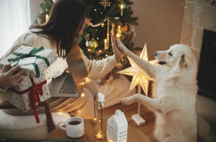 woman and dog